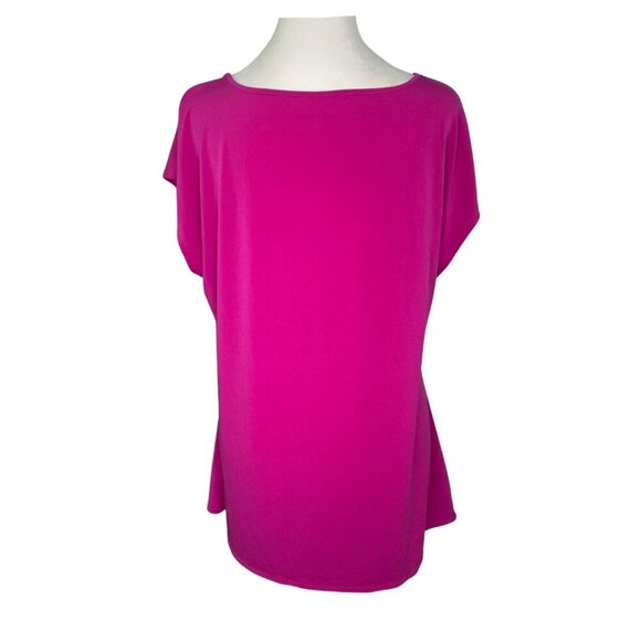 Lane Bryant Short Sleeve Fuchsia Ruched Spandex Top, Size 18/20 #282 - Picture 3 of 11